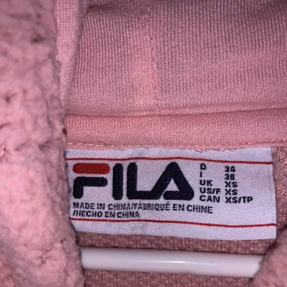 Pink fuzzy Fila cropped hoodie - Picture 3 of 3